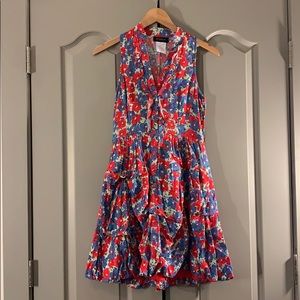 B. Darlin red blue flower mini dress size 3/4